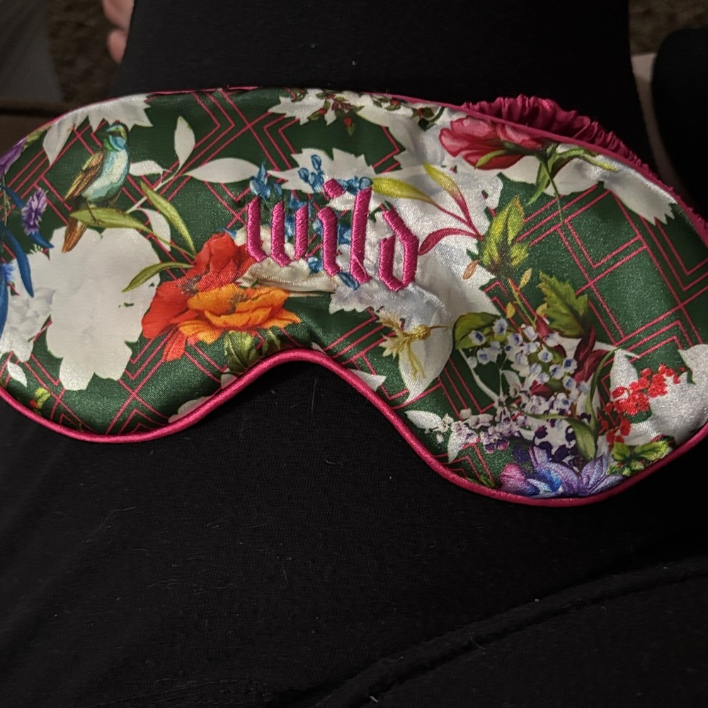 Floral Sleep Mask with Pink Trim
